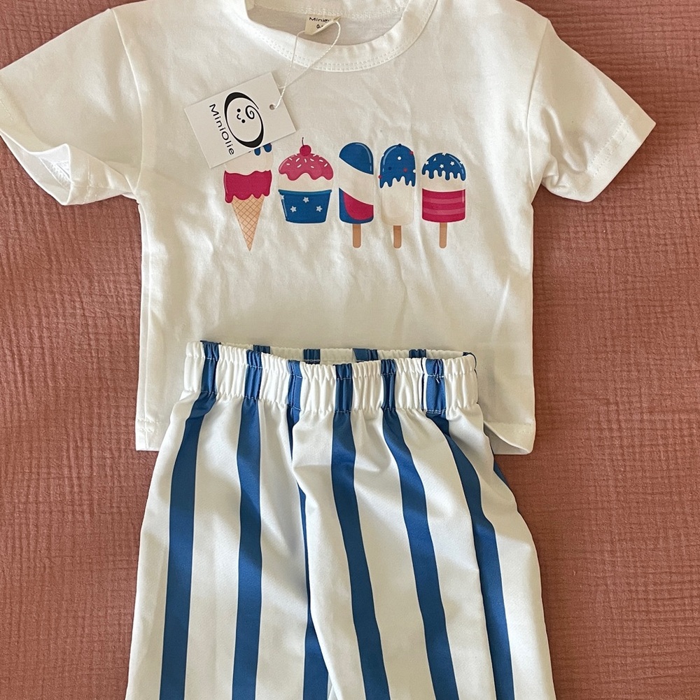NEW MiniOlle Matching Ice cream tshirt and Stripe Joggers